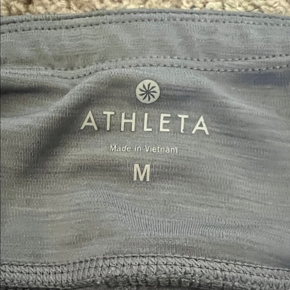 Athleta Kids Leggings in Gray with Pink and White Accents - Picture 2 of 2